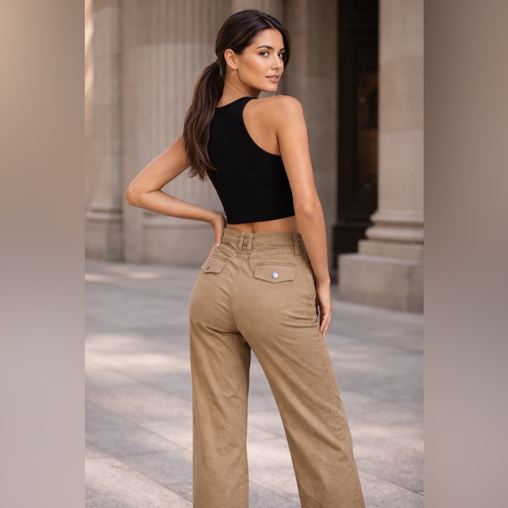 NWT Cotton Ginny Brown Cotton Modern Fit Pants size 9 granola cottagecore - Picture 2 of 12